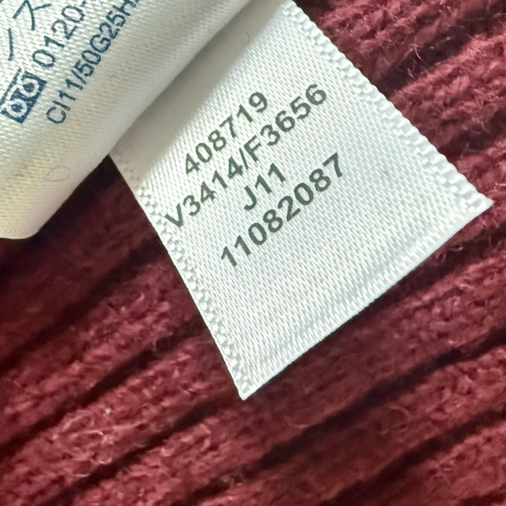 Lands' End sweater vest Burgundy red Herringbone Knit V Neck button font XXL